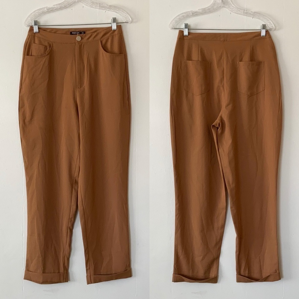 Nasty Gal Brown High Rise Trousers